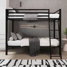 Allewie Metal Bunk Bed Twin Over Twin Size For Junior & Adults With Angled Ladder & Heavy Duty Safety Guardrail, Space-Saving/Noise Free, Black/White * Bed Frame Queen Queen Bed Frame Bed Frame Full Full Size Bed Frame King Size Bed Frame Twin Bed Frame Room Decor Home Decor Christmas Decor Bedroom Decor Valentine Day Decor Storage Living Room Decor Furniture House Decor - 黑色 - 查看 2