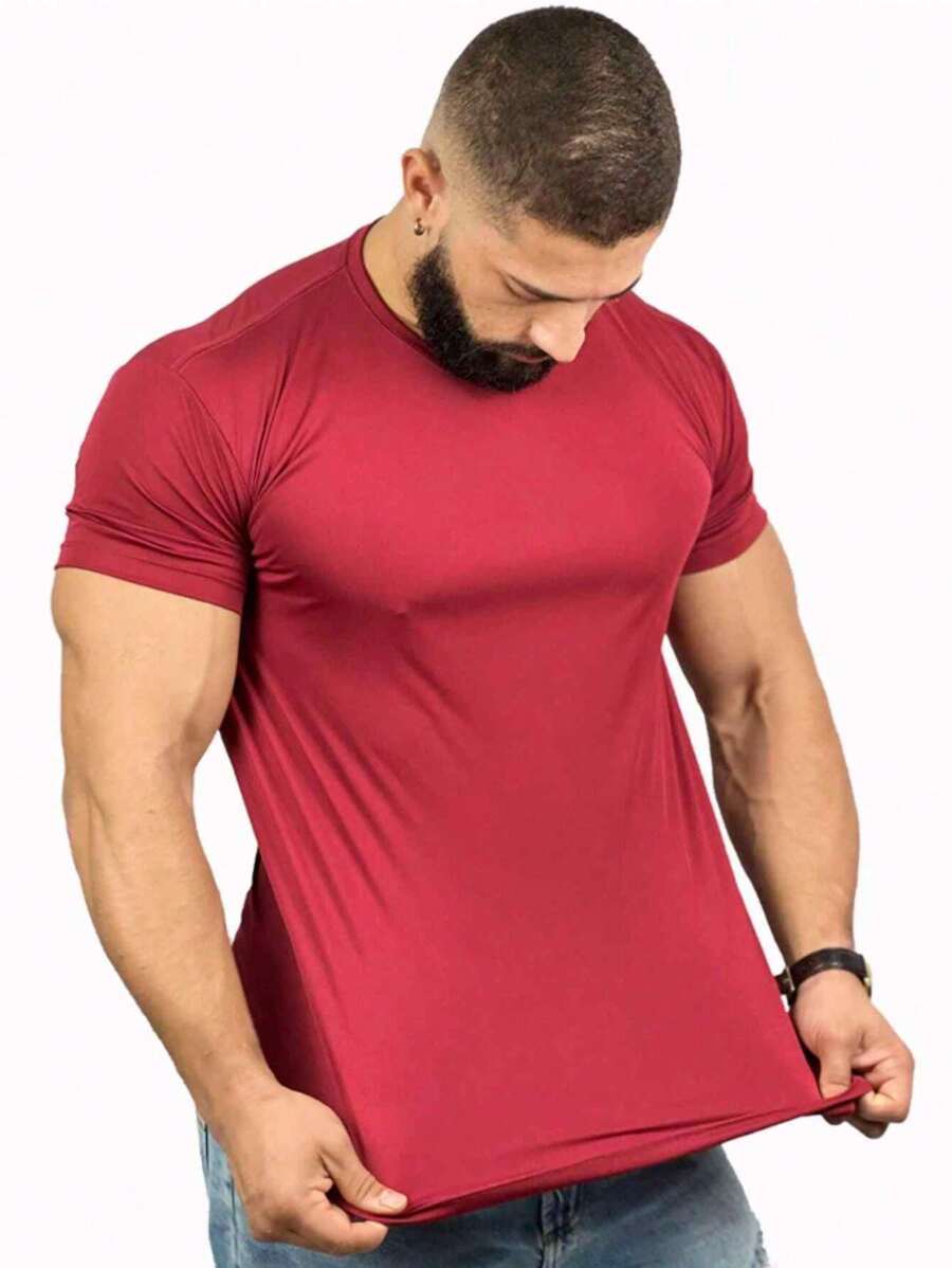 Boyfriend Style Men Sports Tees & Tanks - Burgundy - View 1