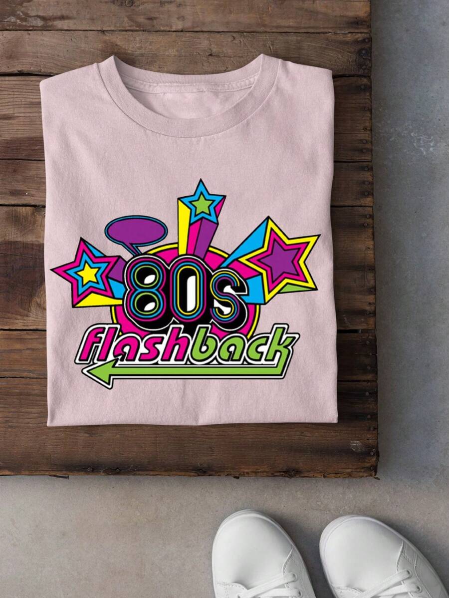 Camiseta Clássica Com Gola Redonda Vintage estampa Retrô Flash Back Anos 80