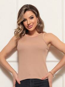 Kit 6 Women's Ribbed Tank Top Plain Striped Basic Blouse Casual T-Shirt Gringa Fashion - White/Beige/BlackLis/White White/Beige Lis/Brown Lis - View 3