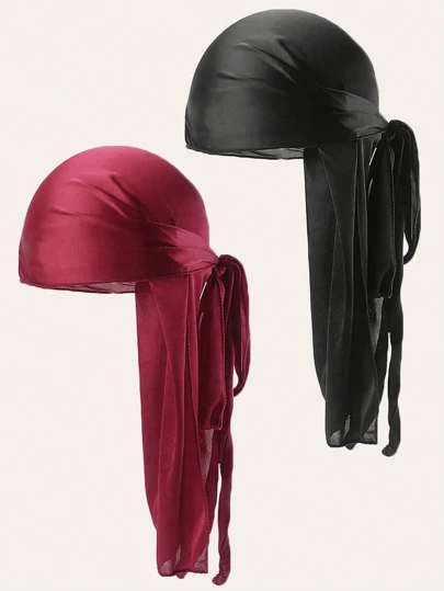 2 件装男式头巾：丝滑、柔软、透气的海盗风格头巾，带松紧带 - 休闲、运动和户外男女通用头饰海盗帽海盗服装