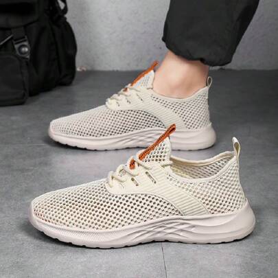 Single-Layer Mesh Men's Shoes Large Size 46 Deodorant Sports 47 Leisure Running Lightweight Hollow Mesh Sports Soft Bottom Non-Slip 45