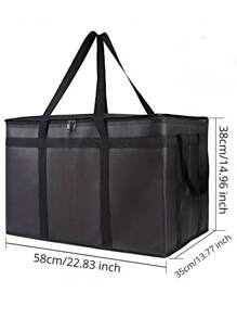 2pcs/Set XXXL Large Black Insulated Food Delivery Bag L23xW14*H15" With Removable Hard Bottom Board For Catering Grocery, Doordash, Picnic