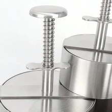 1 件不锈钢 304 弹簧圆形汉堡肉饼压模器，银色，多种尺寸可选，食物塑形工具，肉饼模具，适用于肉类