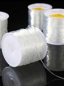 1pc Minimalist Crystal Elastic String, Available In Various Sizes, Transparent White Beading Cord For DIY Jewelry Making - Crystal Elastic Line - View 3