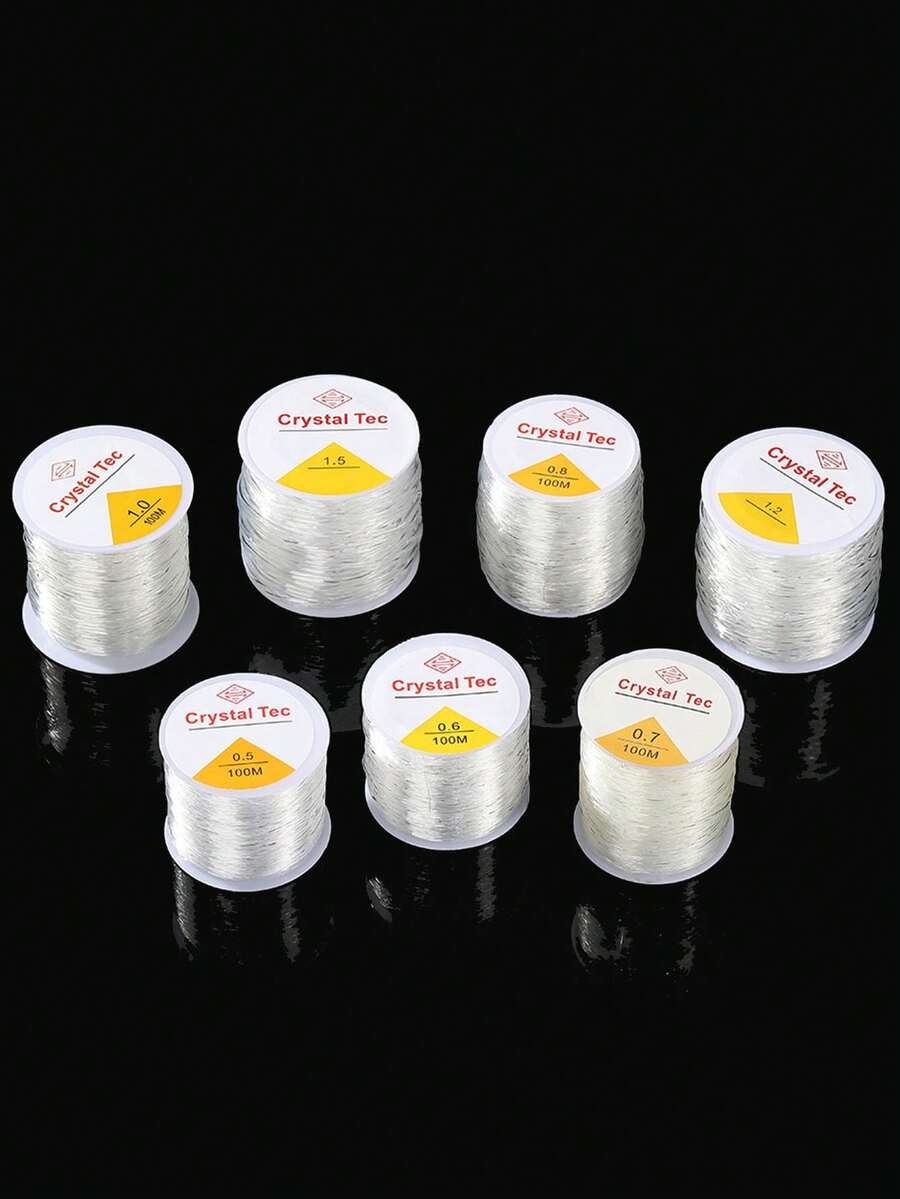 1pc Minimalist Crystal Elastic String, Available In Various Sizes, Transparent White Beading Cord For DIY Jewelry Making - Crystal Elastic Line - View 1