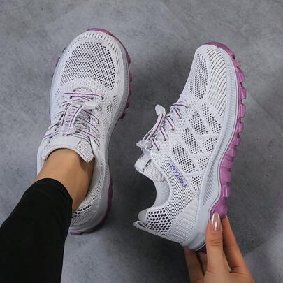 Ladies Mesh Breathable High Quality Sports Shoes Low Top Round Head Comfortable Outdoor Walking Shoes Fashion Light Running Shoes