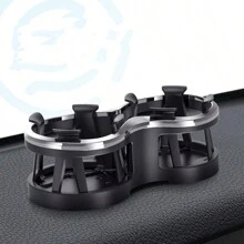 1pc Multi-Functional Car Cup Holder - Dual Beverage & Accessories Organizer, Rotatable ABS Black Bracket, Suitable For Glasses, Phone, Keys - Stylish Car Interior Storage Solution - Black - View 3
