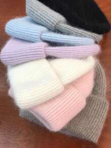 FADZOYLE 1pc Women's Knitted Cuffed Beanie, Soft Loose Warm Comfortable Knit Hat, Unisex Adult Ski Running Cap, Winter