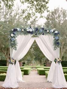 6FT Artificial Eucalyptus And Willow Leaf Garland With Flowers, Wedding Arch Flowers Wedding Sweetheart Table Centerpieces Head Table Decor Wedding Arch Backdrop Decorations For Wedding, Spring Decoration Outdoor Decor - 藍色 - 查看 1