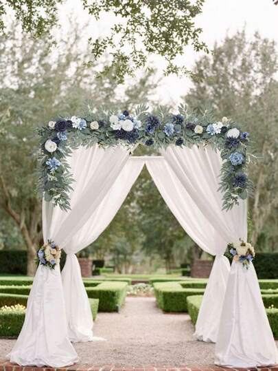 6FT Artificial Eucalyptus And Willow Leaf Garland With Flowers, Wedding Arch Flowers Wedding Sweetheart Table Centerpieces Head Table Decor Wedding Arch Backdrop Decorations For Wedding, Spring Decoration Outdoor Decor