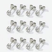 6 perechi de cercei din oțel placat cu aur pentru piercing la ureche, piatră de naștere, CZ, cercei, cercei, bijuterii pentru corp pentru cartilajul tragus