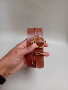 Women's Belt With Round Buckle And Medium Gold Chain. - Lạc đà - Xem 4