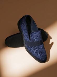 Men Dress Tuxedo Shoe Slip-On Classic Patent Leather Loafers - Blue - View 11