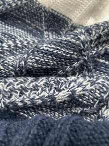 Men's Crew Neck Long Sleeve Solid Color Patchwork Minimalist Sweater, Casual Everyday Wear - Multicolor - View 5