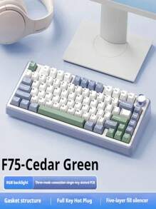AULA wolf spider AULA F75 定制机械键盘三模式有线/无线/蓝牙电竞键盘 80 键雪绿色 Type-C 垫片结构热插拔 PBT RGB 4000mAh 电池低延迟新月轴/灰木 V3/Gaote 静音桃 V2 人体工程学 Win/电竞游戏键盘办公键盘 PC 键盘笔记本电脑键盘适用于电竞/办公 PC 配件礼物 - 雪杉綠 - 查看 18