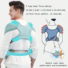 Multifunctional Infant Carrier Backpack, Newborn Sling Carrier, Breathable Mesh Criss-Cross Easy Baby Carrier, X-Type Baby Child Rearing Carrier Backpack - Green - View 9