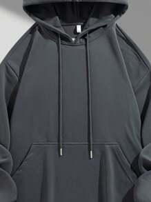 1 件男友风格男士休闲套头连帽运动衫，适合跑步和运动，灰色