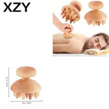 1 dụng cụ massage bằng gỗ, con lăn lưng, máy massage điểm kích hoạt, massage toàn thân, dụng cụ massage lưng giúp giảm đau cơ - Màu be - Xem 30