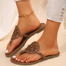 Women's Comfortable Dressy Thong Sandals Flip Flop Sandals Flat Sandals - 棕色 - 查看 9