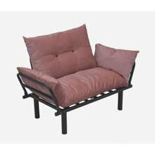 Sona Futon Love Seat - 藍色+金屬+金屬 - 查看 8