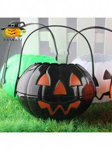 2-In-1 Foldable Pumpkin Candy Bucket, 5-Color Halloween Decoration Props Halloween Party,Christmas Decor - Multicolor - View 9