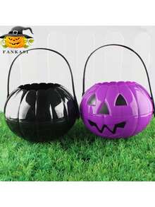 2-In-1 Foldable Pumpkin Candy Bucket, 5-Color Halloween Decoration Props Halloween Party,Christmas Decor - Multicolor - View 4