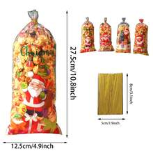 50 个/包圣诞礼品袋，带拉绳的圣诞糖果袋 - 适用于节日派对和烘焙的聚丙烯玻璃纸零食袋 - 节日零食礼品包装用品圣诞节圣诞装饰圣诞装饰品圣诞袋圣诞礼物 - 彩色 - 查看 2