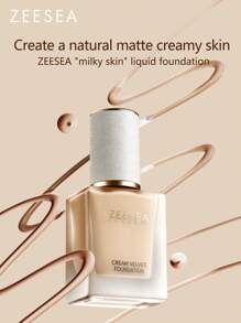 Zeesea 乳霜丝绒粉底液控油粉底液适合混合性及油性皮肤，持久不脱妆 - #02 Natural - 查看 2