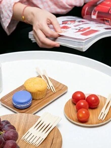 100 件竹制开胃叉、竹制水果叉、糕点叉、家用蛋糕和甜点叉、开胃菜叉、婚礼派对用品、独立竹签、厨房、圣诞礼物、学校用品 - 原色 - 查看 4