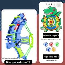 1pc Blue Elastic Bow And Arrow Set With Sticky Balls, Magic Balls And Elephant Target, Great For Outdoor Shooting Games, Parent-Child Interaction Toys For Boys And Girls Aged 4-6, Indoor Archery Shooting With Sticky Balls
