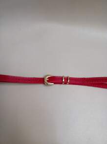 Thin Women's Belt Width 1CM - 紅色 - 查看 5