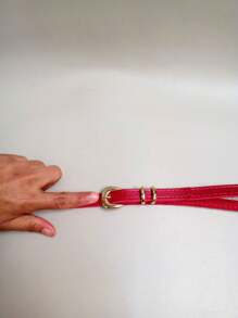 Thin Women's Belt Width 1CM - 紅色 - 查看 4