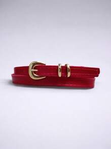 Thin Women's Belt Width 1CM - 紅色 - 查看 1
