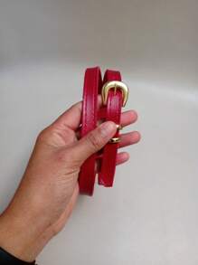 Thin Women's Belt Width 1CM - 紅色 - 查看 3