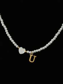 1pc Simple 26 English Alphabet Pendant Necklace Graduation Season Gift - Multicolor - View 12