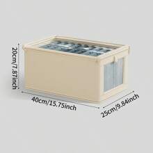 1 Pieza Caja de almacenamiento con cubierta beige, organizador de ropa de tela plegable con ventana transparente, caja de almacenamiento con cajón para pantalones vaqueros, decoraciones para el hogar, decoraciones festivas, decoración de habitación, decoración de dormitorio, vestidos, pantalones, zapatos, vaqueros, botas, faldas, camisetas blancas de mujer, pantalones negros de mujer, ropa de invierno para damas