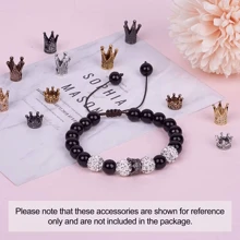 3 pezzi di perline in metallo a forma di cuore e teschio con zirconi micro pavé per la realizzazione fai da te di braccialetti, collane e accessori gioielleria