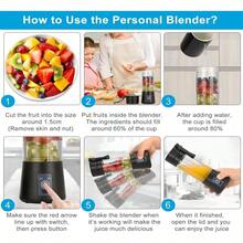 Licuadora portátil,usb recargable mini eléctrico viaje jugo de batidora para fruta verdura - Negro - Ver 8