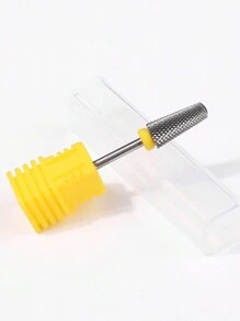 Nueva herramienta de 5 en 1 de acero de tungsteno con cabeza plana, etiqueta amarilla con dientes cruzados, dientes finos - Herramienta para lijar uñas y eliminar callosidades para mano izquierda y derecha, compatible con máquina de pulido eléctrica - 1 pieza - Amarillo - Ver 4