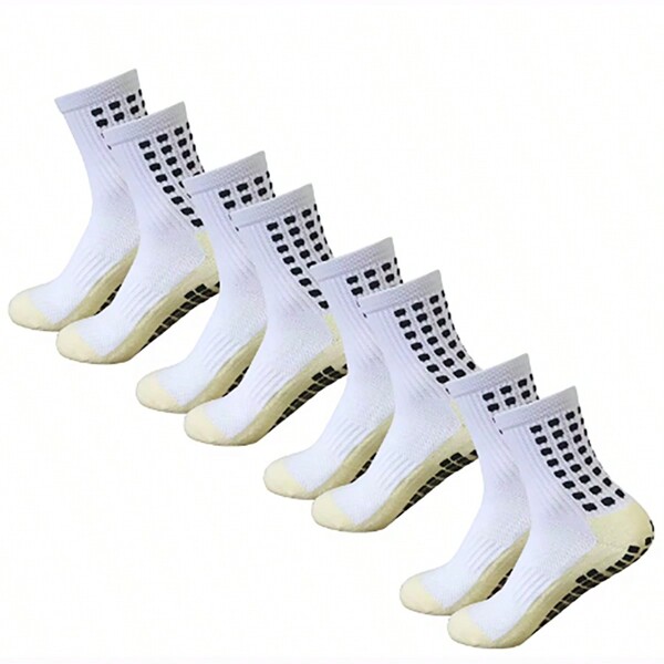 4 Pairs Men's Soccer Socks Anti Slip Non Slip Grip Pads For Football Basketball Sports Grip Socks