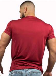 Boyfriend Style Men Sports Tees & Tanks - Burgundy - View 3