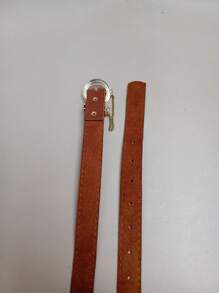 Women's Belt With Round Buckle And Medium Gold Chain. - Lạc đà - Xem 7