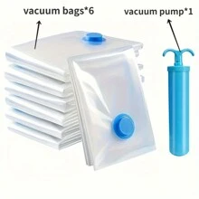 6pcs Space-Saving Vacuum Storage Bags With Hand Pump - Reusable, Portable, And Airtight Containers For Organizing Blankets, Bedding, Clothes, Quilts, And Duvets - Ideal For Home Storage, Travel, And Closet Organization Decorations Decor Festival Decor Room Decor Home Decor Bed Room Decor Dress Pants Shoes Jeans Boots Skirt Bedroom, Organizer, Home Storage, White T Shirt Women, Black Pants Women, Ladies Winter Clothes, Dress, - Multicolor - View 9