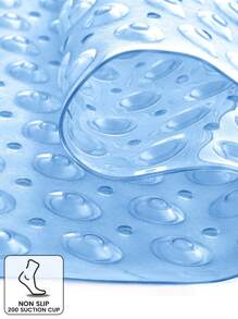 1pc Bath Mat - Lux Decor Non-Slip Durable PVC Tub Mat With Suction Cups And Drainage Holes - 40x16 Inches- For Shower And Bathtub Comfort, Roll-Up Storage, Home Decor, Back To School, Graduation Gifts-, Spring Cleaning Upgrade, Valentine's Day Spa Feel, Safety First, Quick Dry Surface, Mold Resistant, Easy Clean, Comfortable Standing, Shower Essential, Bathtub Safety, Bathroom Upgrade, Daily Use Mat, Home Basic, Family Use, Everyday Living - 淺藍 - 查看 6