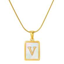 1 Stück minimalistische 3D Muschelform Buchstaben Kette aus Edelstahl, Damen Titanstahl 26 Buchstaben Anhänger Schmuck A-Z - Gold - Übersicht 7