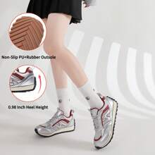 1 Đôi Giày Oxford thể thao thông thường có dây buộc cho nữ Somiliss, Da giả & mặt trên bằng lưới màu đỏ tía, Đế cao su chống trượt, Nhẹ, Mềm & Thoải mái khi chơi thể thao, đi làm, đi bộ đường dài, đi bộ, tập gym - Màu Đỏ Sâu - Xem 6