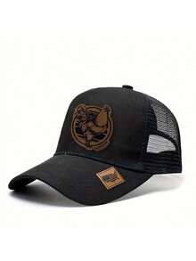 1 pieza Gorra de béisbol con patrón de gallo de granja - Diseño de parche de piel único, parte trasera de malla transpirable, cierre de presión, ajuste para todas las estaciones, lavado a mano - Estilo casual y para exteriores - gorra de béisbol con diseño de gallo y diseño color block - Ver 4