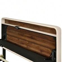 Queen Size Platform Bed Frame With Storage Headboard, USB Ports & Power Outlets, Sensor Light, Easy Assembly,  Linen Fabric, Sturdy Wood Slat Support, No Box Spring Needed - 米色 - 查看 7