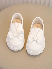1 双女童可爱白色蝴蝶结装饰兔耳朵设计休闲鞋 - 白色 - 查看 2
